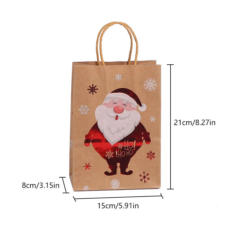 Клубника портативный рождественские подарки сумка Санта Клаус Снеговик лося печатных ручной крафт-бумага конфеты упаковка сумки Рождество поставки Изображение 4