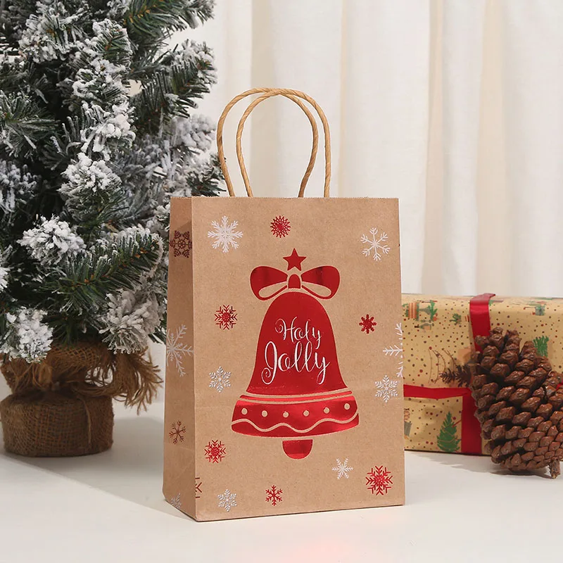 Клубника портативный рождественские подарки сумка Санта Клаус Снеговик лося печатных ручной крафт-бумага конфеты упаковка сумки Рождество поставки Изображение 5