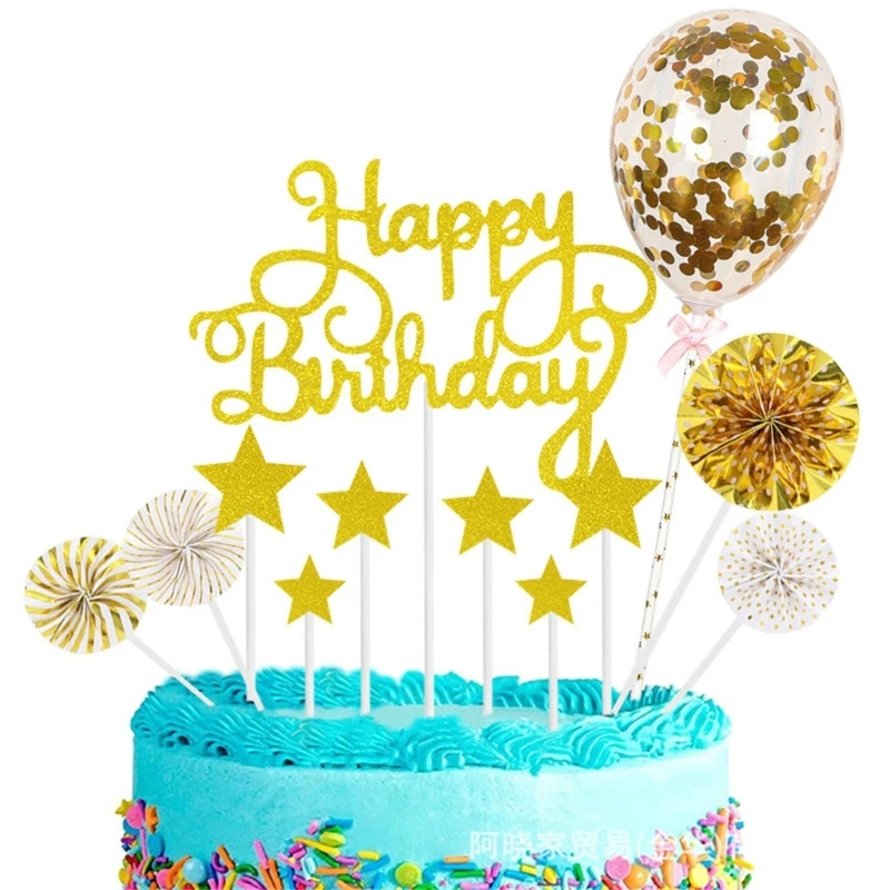 12 штук Украшения для праздничного торта из розового золота, украшения для торта из воздушных шаров, украшения для торта из воздушных шаров, дропшиппинг Изображение 3