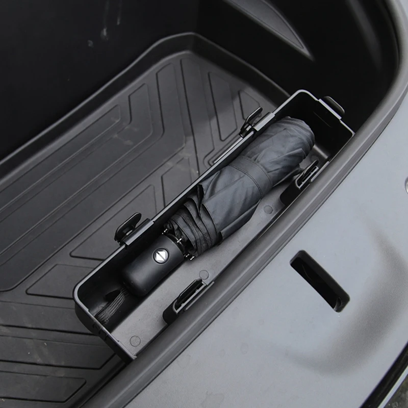 Пластиковый ящик для хранения зонтиков, 1 шт., Аксессуары для интерьера автомобиля для Tesla Модель Y 2021-2023, Крючок для переднего багажника, Органайзер, держатель Изображение 5