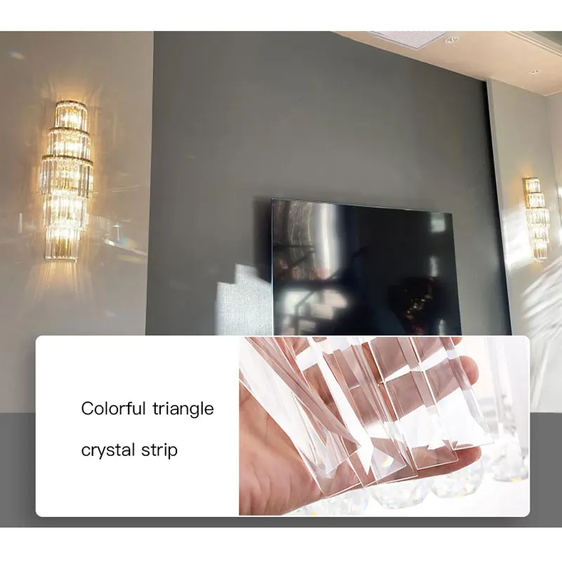 Роскошный хрустальный настенный светильник, подходящий для освещения, современная светодиодная креативная Золотая Двухуровневая лестничная лампа в помещении, Вилла, спальня, отель Изображение 5