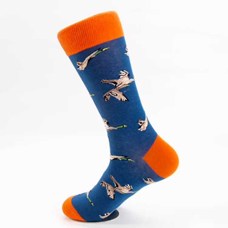 6 пар носков большого размера, осенние и зимние новые носки, хлопковые носки-тюбики с цветами, птицами и бабочками, оптовая продажа с фабрики Изображение 1