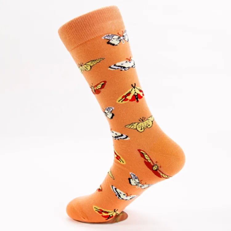 6 пар носков большого размера, осенние и зимние новые носки, хлопковые носки-тюбики с цветами, птицами и бабочками, оптовая продажа с фабрики Изображение 2