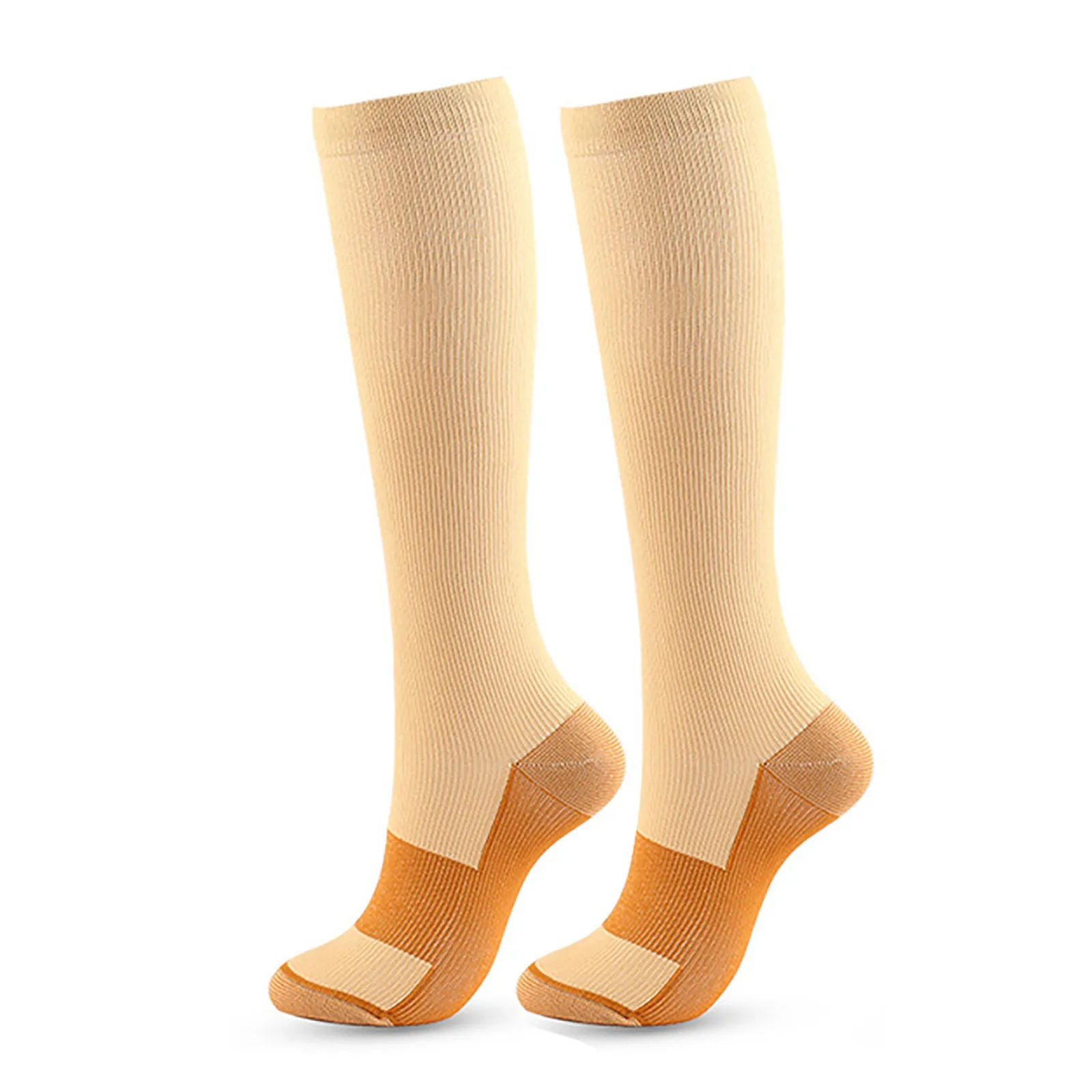 Женские компрессионные чулки из медного волокна, компрессионные нейлоновые носки для телят, мужские прозрачные чулки для спорта на открытом воздухе для женщин Изображение 3