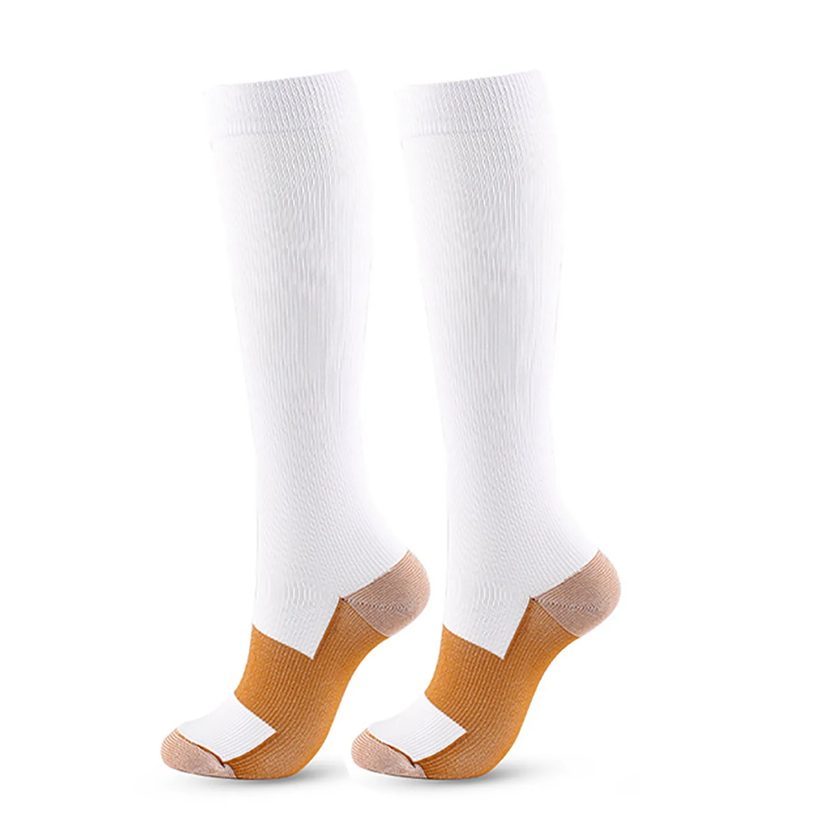 Женские компрессионные чулки из медного волокна, компрессионные нейлоновые носки для телят, мужские прозрачные чулки для спорта на открытом воздухе для женщин Изображение 4