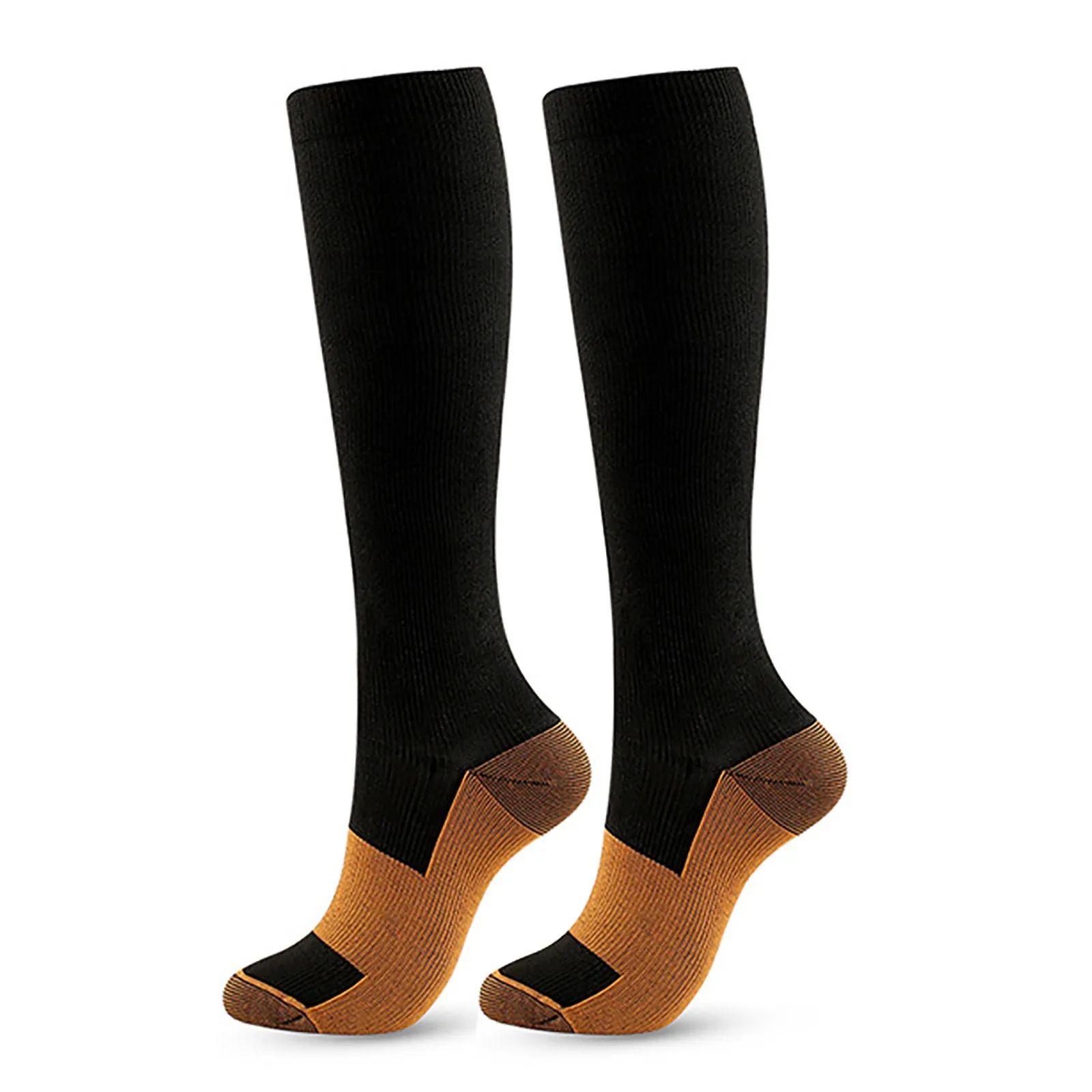 Женские компрессионные чулки из медного волокна, компрессионные нейлоновые носки для телят, мужские прозрачные чулки для спорта на открытом воздухе для женщин Изображение 5