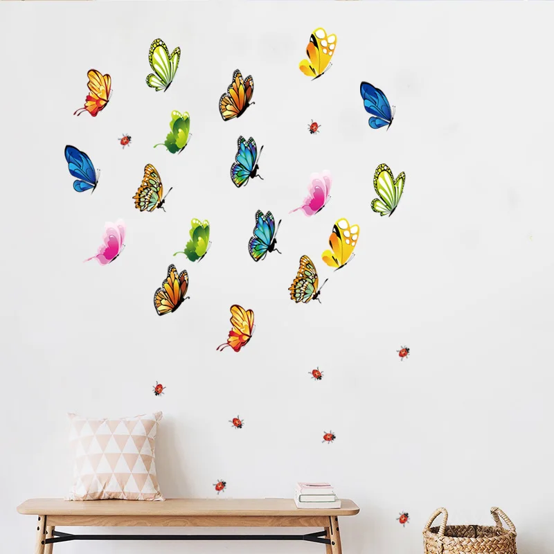 2023 Новые высококачественные Наклейки на стену с бабочками оптом, сделай сам, Красочное украшение для дома, Девять наклеек с бабочками Изображение 1