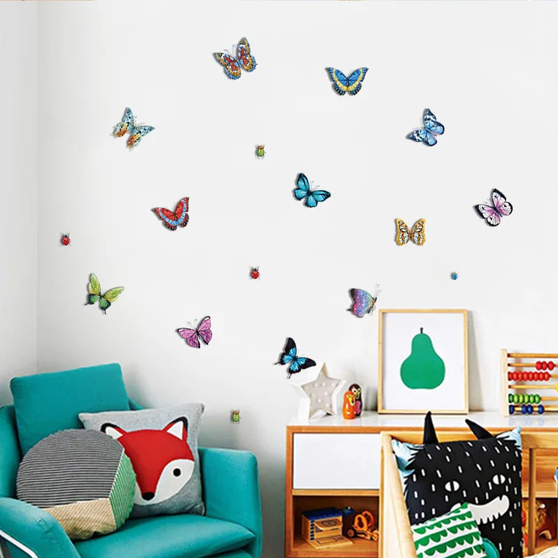 2023 Новые высококачественные Наклейки на стену с бабочками оптом, сделай сам, Красочное украшение для дома, Девять наклеек с бабочками Изображение 2