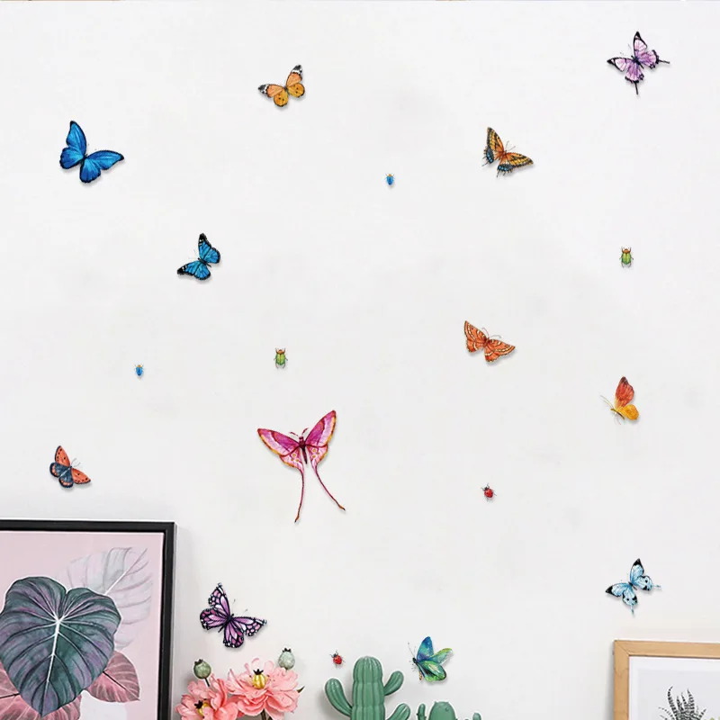 2023 Новые высококачественные Наклейки на стену с бабочками оптом, сделай сам, Красочное украшение для дома, Девять наклеек с бабочками Изображение 3
