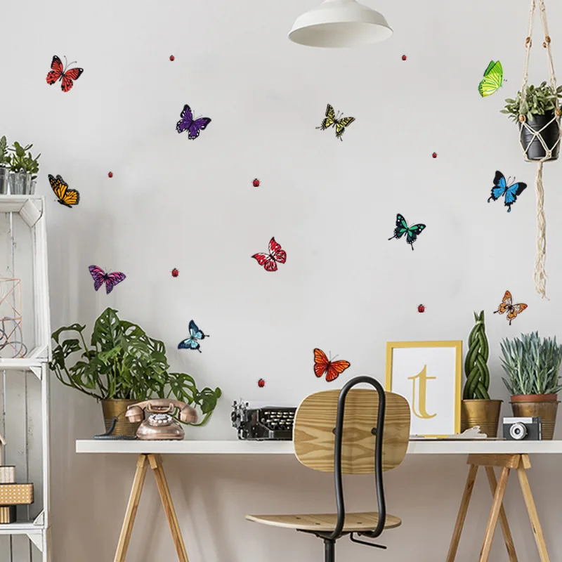 2023 Новые высококачественные Наклейки на стену с бабочками оптом, сделай сам, Красочное украшение для дома, Девять наклеек с бабочками Изображение 4