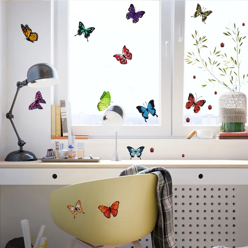2023 Новые высококачественные Наклейки на стену с бабочками оптом, сделай сам, Красочное украшение для дома, Девять наклеек с бабочками Изображение 5