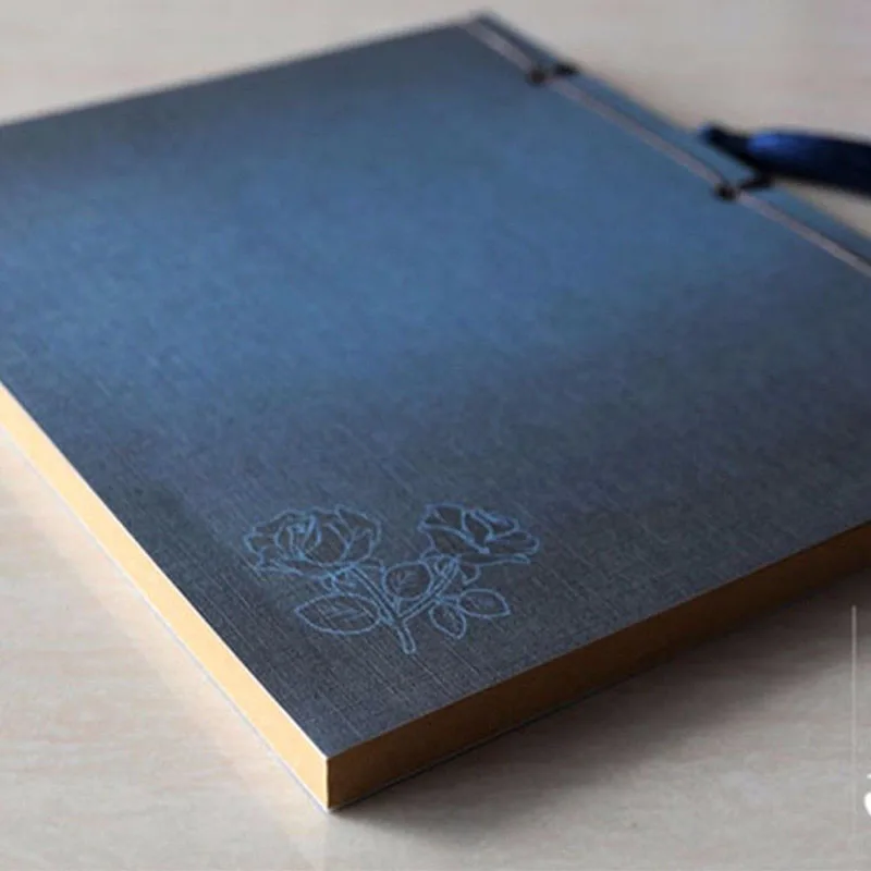 Дневник с голубой розой в китайском стиле, блокнот с кисточками, канцелярские принадлежности, альбом для рисования в стиле ретро, дневник, пустой блокнот Изображение 5
