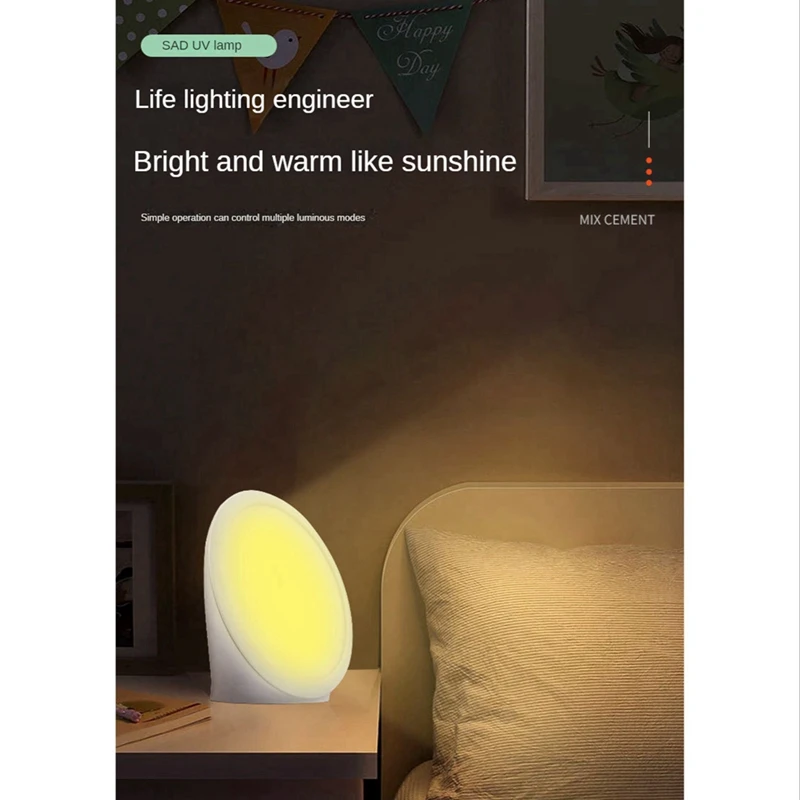 Светодиодная Лампа для терапии Аффективных Расстройств с Плавным Затемнением SAD Touch Timing Настольная Лампа Для Настроения Изображение 3