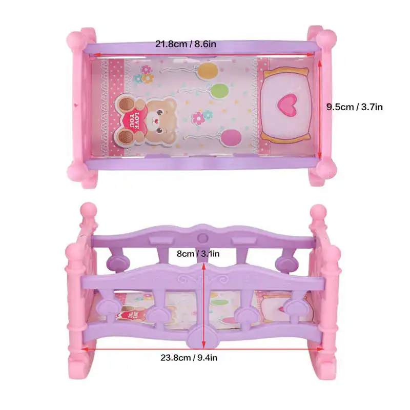 Безопасная детская кроватка в кукольном домике в масштабе 1: 12, милые миниатюрные мебельные аксессуары, детская кроватка в кукольном домике для спальни L Изображение 4