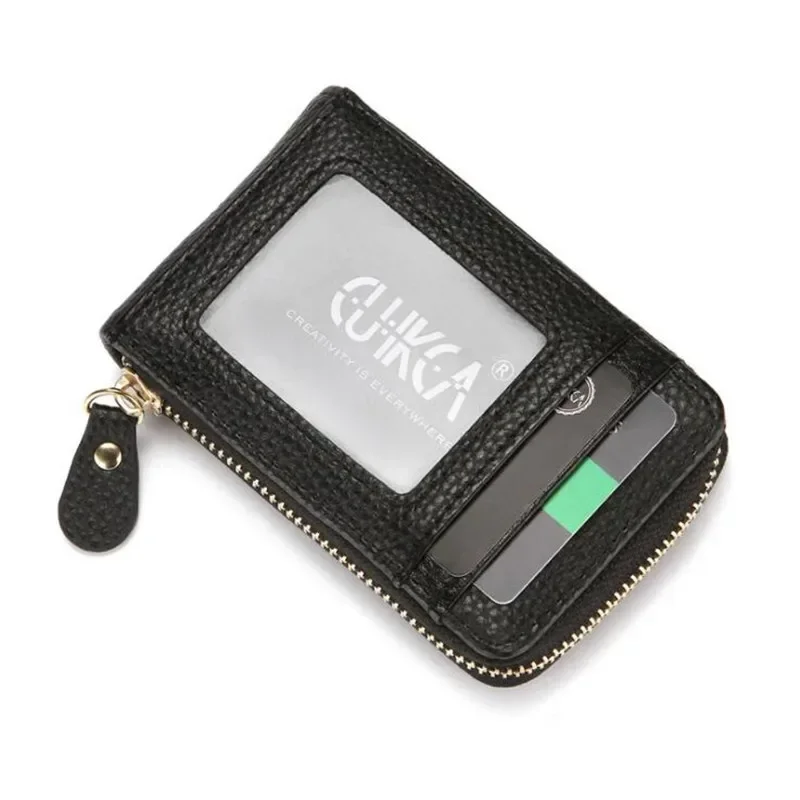 Новый винтажный мужской кошелек из натуральной кожи, держатель кредитной карты, RFID-блокировка, кошелек на молнии, чехол для защиты карт, карманный чехол Изображение 5