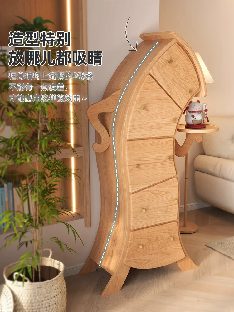 Шкаф из цельного дерева со скрещенными ножками и пятью ведрами, креативный кривой шкаф, шкаф для хранения, спальня, гостиная, криво наклоненная стена Изображение 1