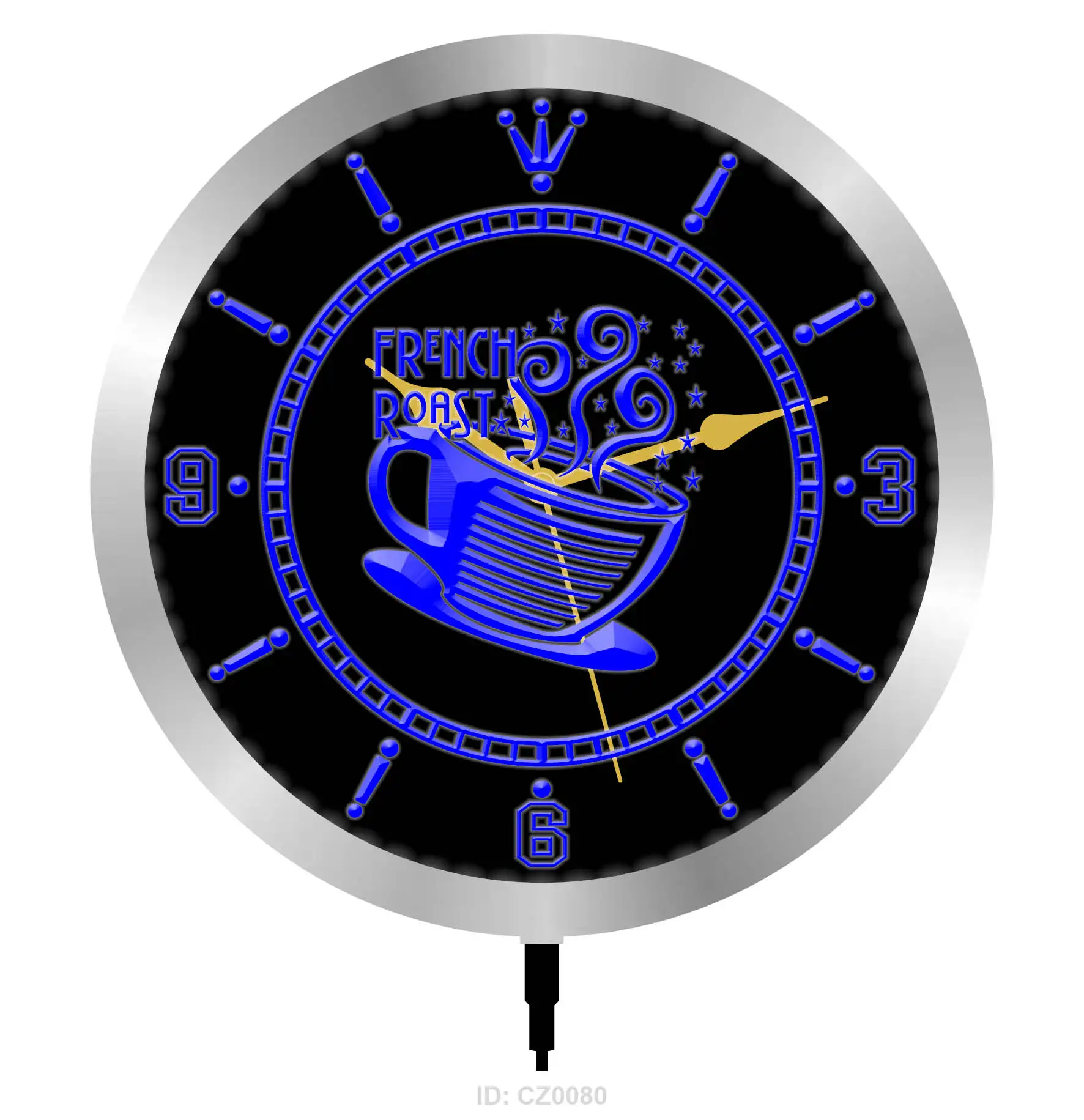 CZ0080 French Roast Bar Цветная вывеска RGB Круглые часы 3D гравировка LED Оптом и в розницу Изображение 1