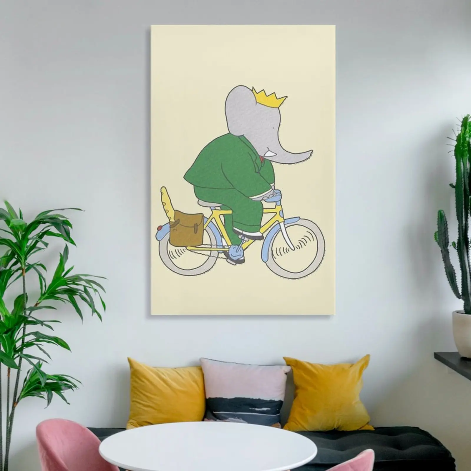 Бабар едет на велосипеде Картина на Холсте японский декор комнаты Картины украшения спален эстетические украшения комнаты Изображение 5