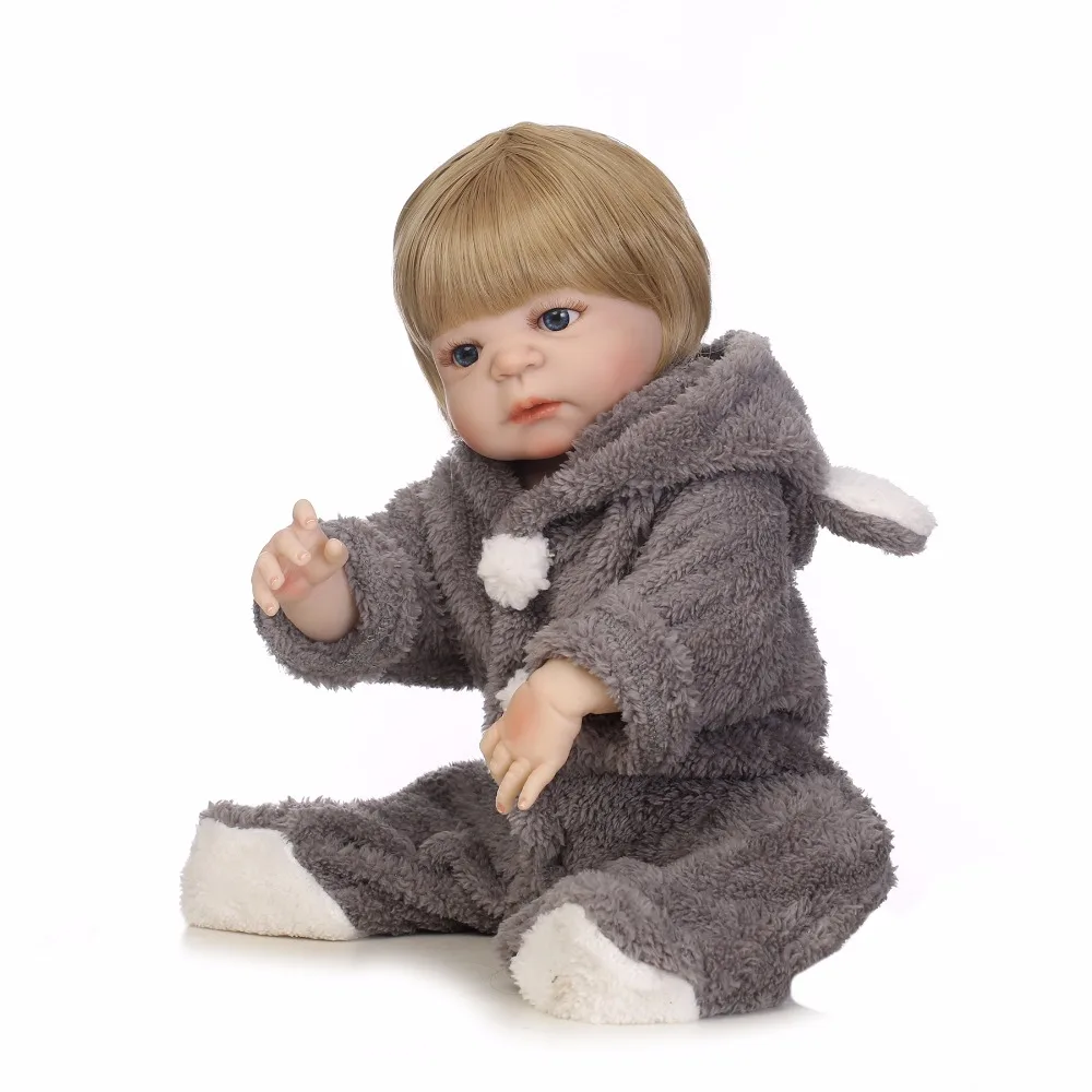 NPK полный силиконовый винил возрожденные куклы Новорожденный ребенок 22 дюйма 57 см Плюшевая одежда живая девочка детские подарки игрушки короткие светлые волосы Изображение 4