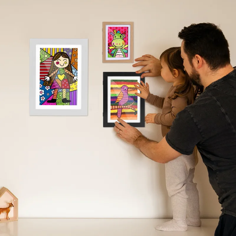 Детские рамки для хранения художественных фотографий Открывающийся сменный дисплей для детских рамок для рисования Плакат Фото Рисунок Картины Картинки Изображение 3
