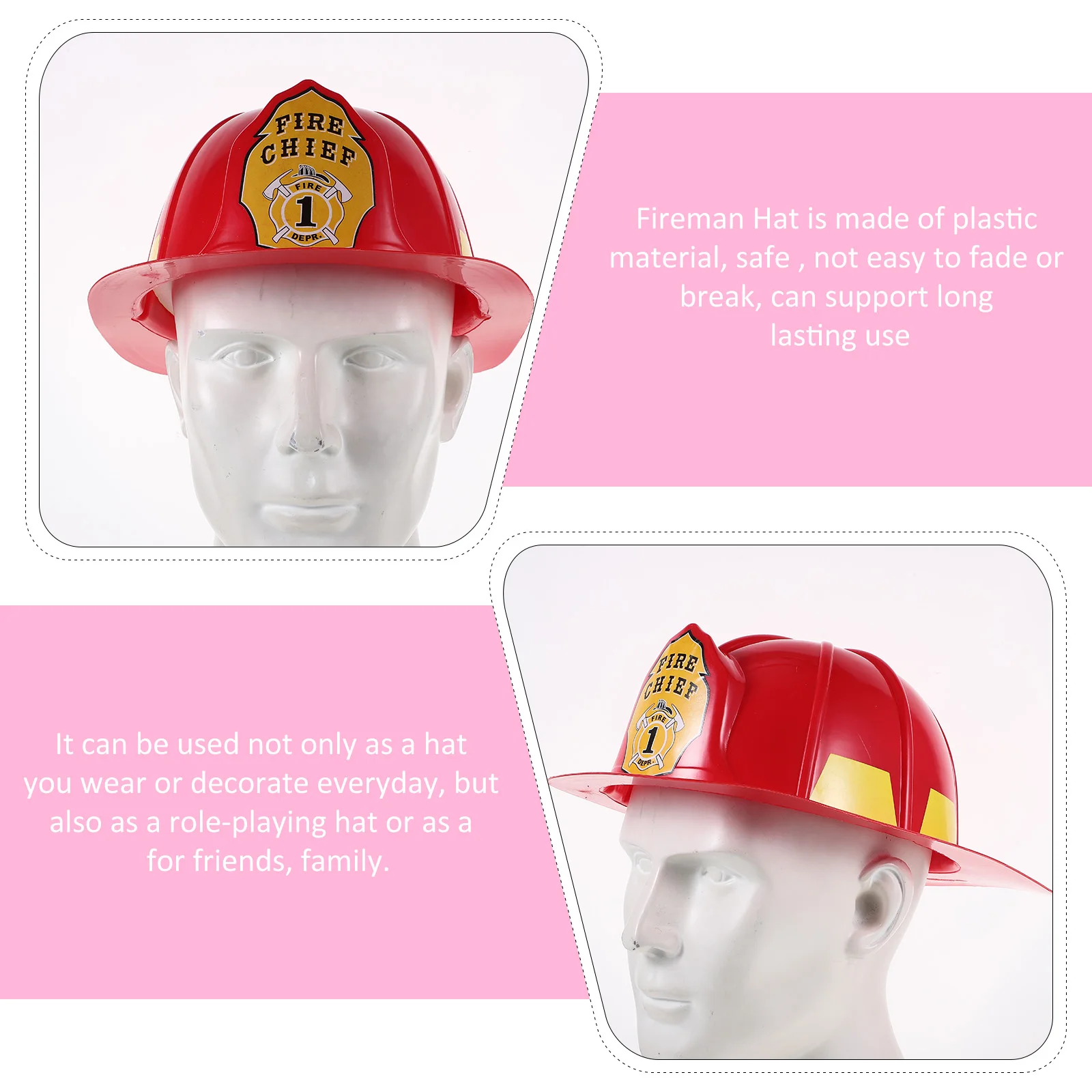 Аксессуар для костюма пожарного для взрослых, шляпа пожарного для косплея, пластиковая защитная роль, реквизит из ПВХ Изображение 2