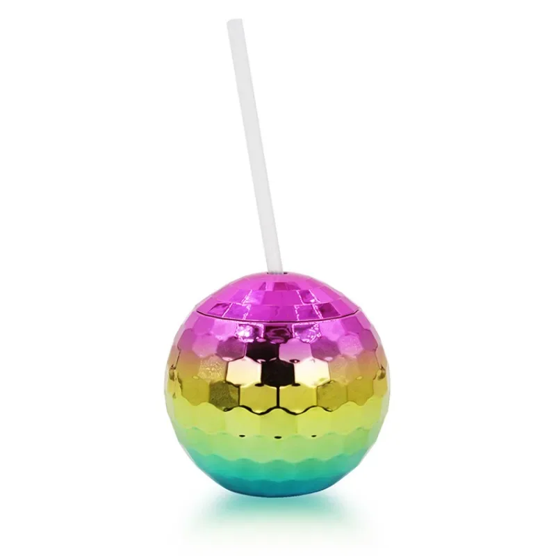 Новая популярная модная пластиковая дискобольная вспышка-шар с гальваническим покрытием, круглая чашка для девочек, соломенная чашка для питья, стекло Изображение 1