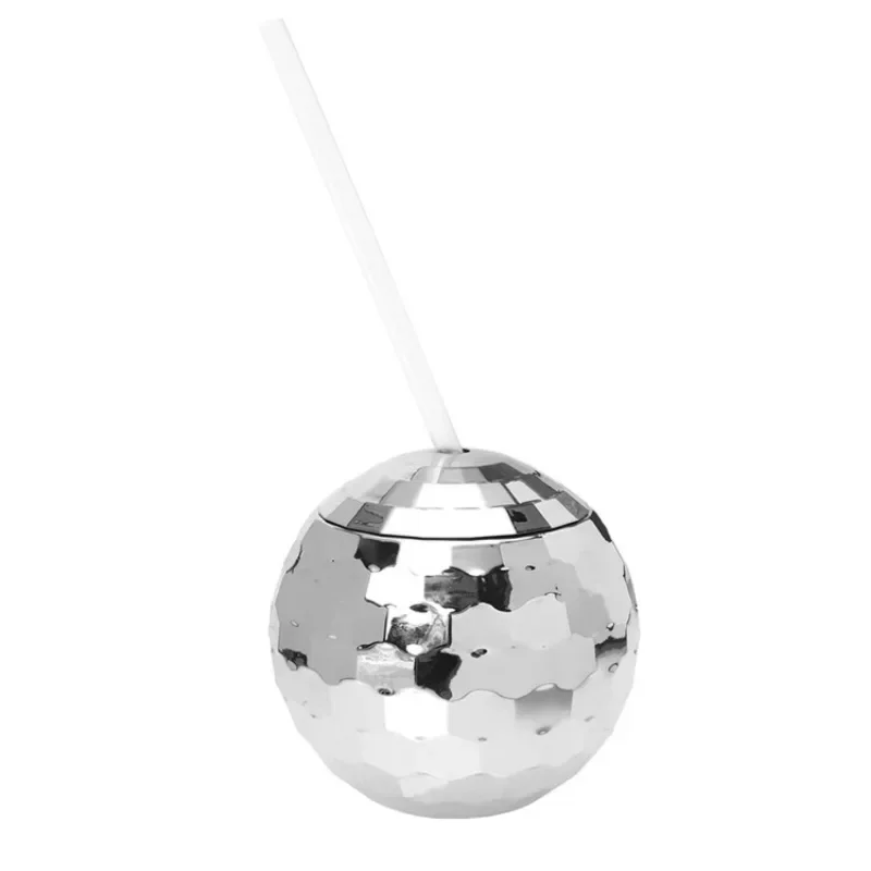 Новая популярная модная пластиковая дискобольная вспышка-шар с гальваническим покрытием, круглая чашка для девочек, соломенная чашка для питья, стекло Изображение 2