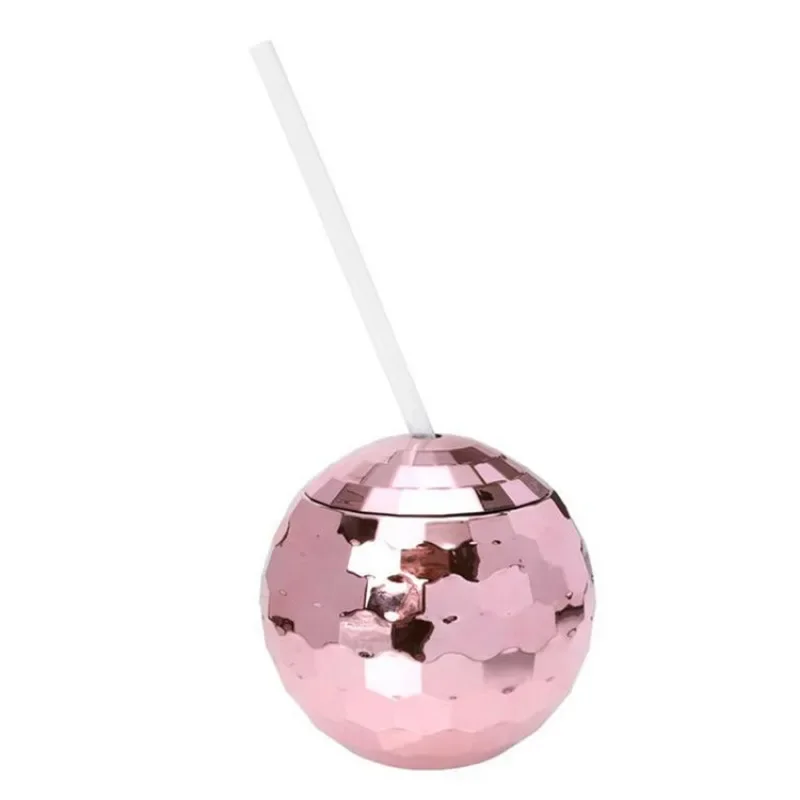 Новая популярная модная пластиковая дискобольная вспышка-шар с гальваническим покрытием, круглая чашка для девочек, соломенная чашка для питья, стекло Изображение 3