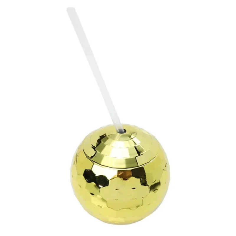 Новая популярная модная пластиковая дискобольная вспышка-шар с гальваническим покрытием, круглая чашка для девочек, соломенная чашка для питья, стекло Изображение 5
