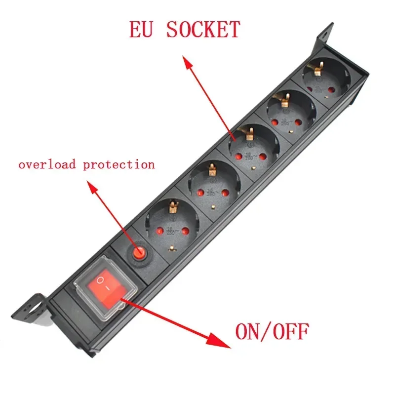 Настольная розетка Электрическая розетка для подключения блока питания PDU 1-8 Розетка EU защита от перегрузки Изображение 3