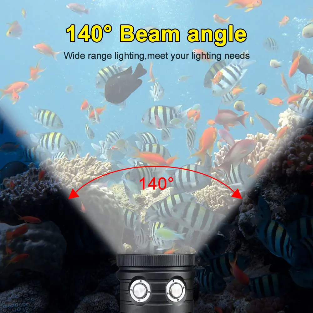 10000LM Супер Яркий Фонарик для Дайвинга 3 Цвета Подводная Фотография 100 м COB Light Рейтинг Освещенности IPX8 Наивысший Водонепроницаемый Фонарь Для дайвинга Изображение 5