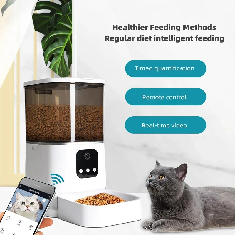 Приложение для управления автоматической версией HD-видео для собак и кошек, умная миска для домашних животных, Wi-Fi мобильный Изображение 1