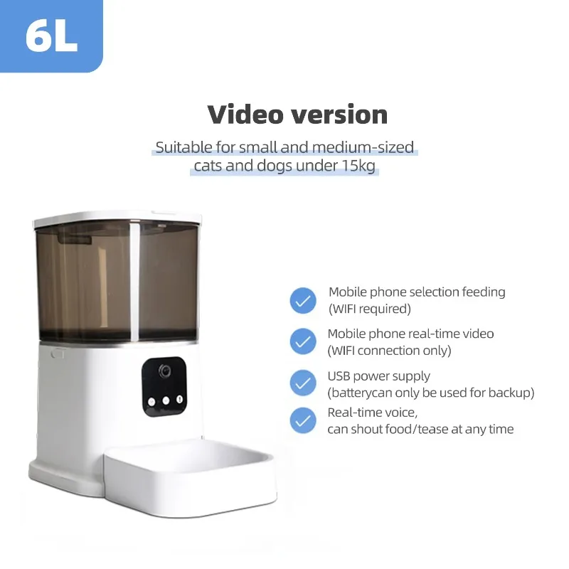Приложение для управления автоматической версией HD-видео для собак и кошек, умная миска для домашних животных, Wi-Fi мобильный Изображение 3