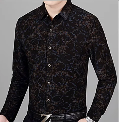 Тонкая мужская рубашка из шелка с длинными рукавами и фрагментами Изображение 2