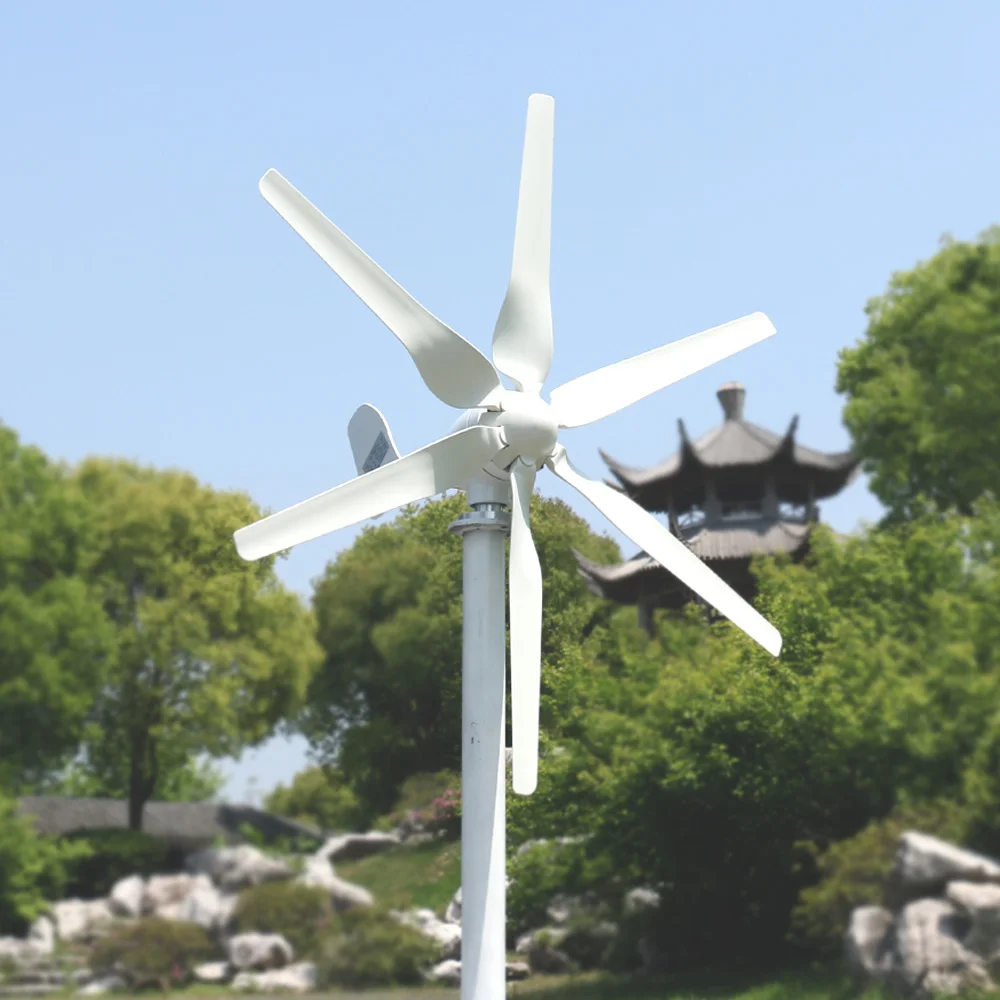 Новая Энергетическая Небольшая Ветряная Мельница с 6 Лопастями Горизонтальный Ветрогенератор 800 Вт 12 В 24 В Высокоэффективный для домашней Яхты Изображение 2