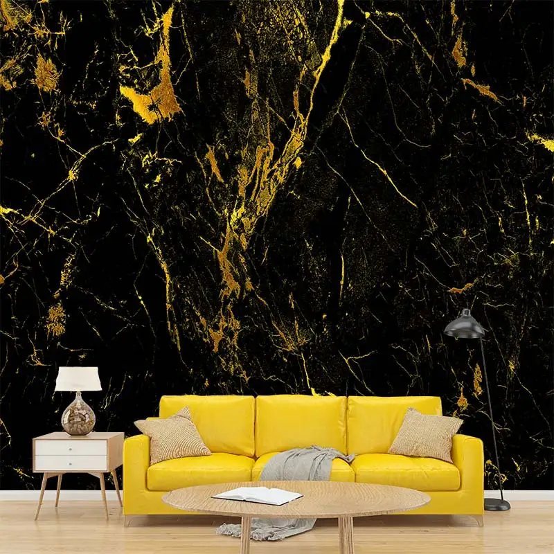Роскошная и спокойная золотая фольга, черное золото, джаз, белый мрамор, 3D гостиная, спальня, самоклеящиеся обои на заказ, фреска Изображение 2