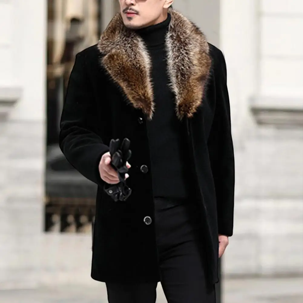 Стильная мужская верхняя одежда, осенне-зимняя мужская куртка, Приталенный отложной воротник, Пуговицы, Ветровка, Непромокаемая Изображение 5