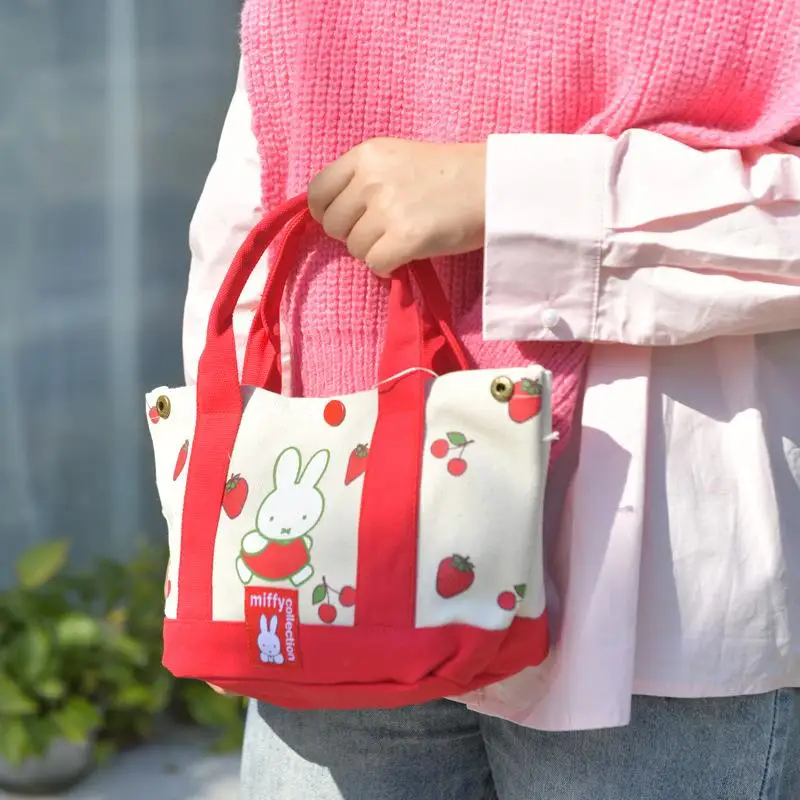 Kawaii Miffy Холщовая Сумка С Принтом Bento Bag Косметическая Сумка Для Хранения На Работу Большой Емкости Практичный Рождественский Подарок Для Девочек Изображение 5