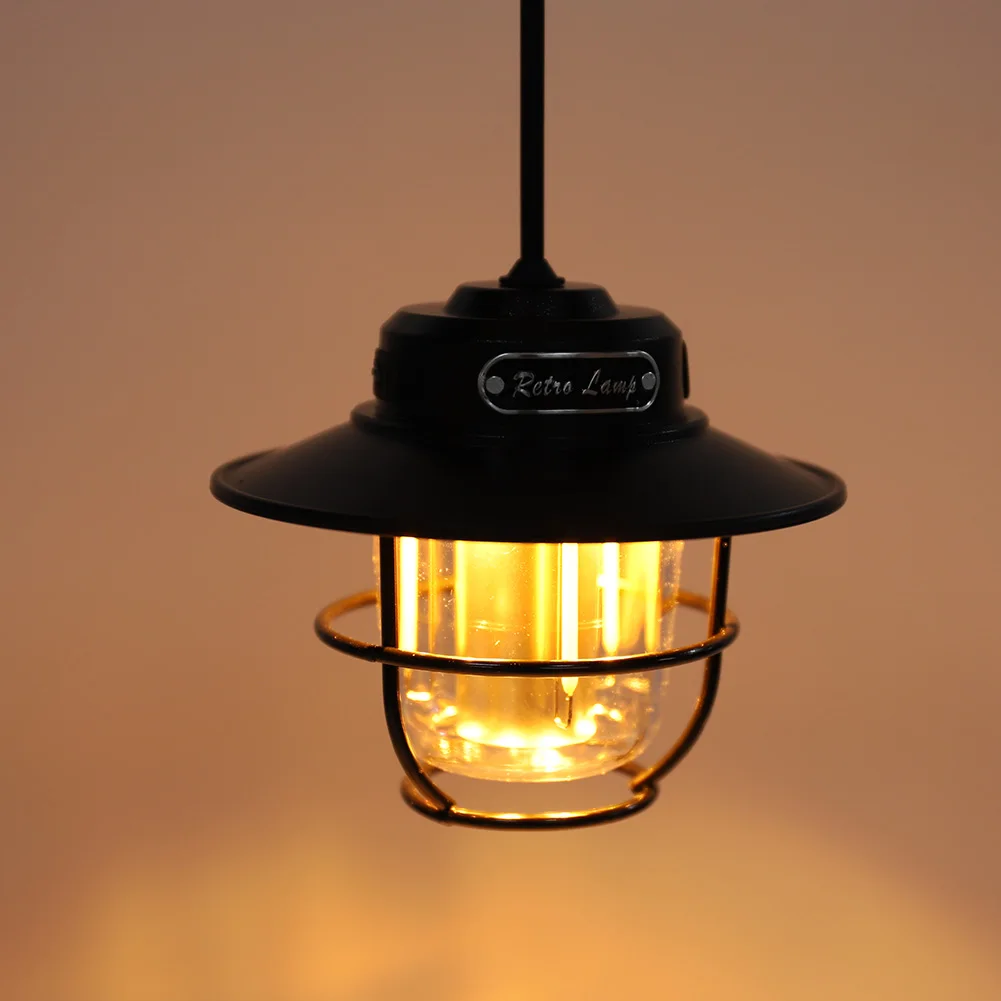 Светодиодная портативная лампа IPX4 Водонепроницаемая Ретро Кемпинговая лампа Type-C для зарядки света в палатке с плавным затемнением Кемпинговый фонарь для рыбалки барбекю Изображение 2