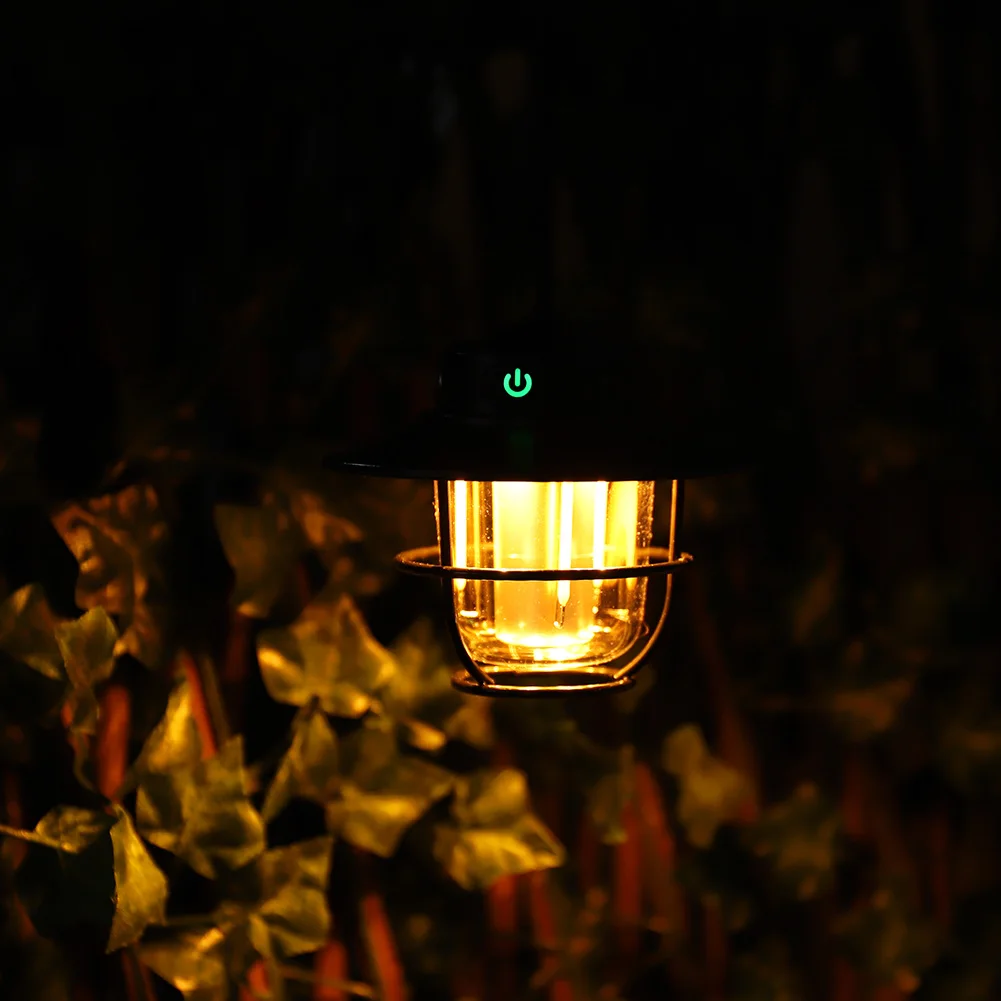 Светодиодная портативная лампа IPX4 Водонепроницаемая Ретро Кемпинговая лампа Type-C для зарядки света в палатке с плавным затемнением Кемпинговый фонарь для рыбалки барбекю Изображение 4