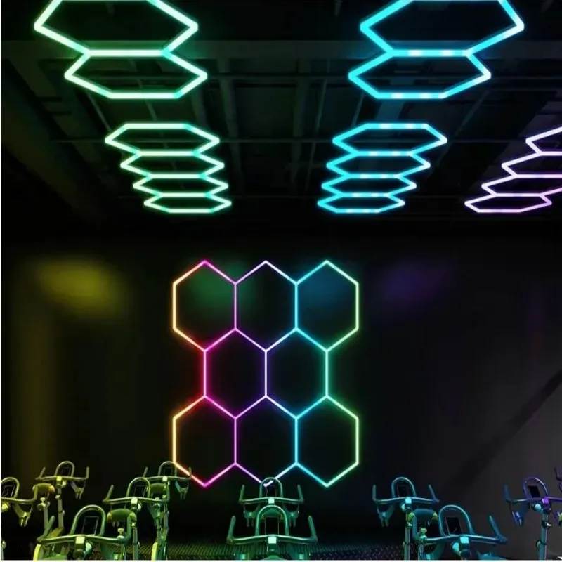 E-top Factory Sale RGB Led Light 3-Решетчатая Шестиугольная Автомобильная Мастерская, Демонстрационный Зал RGB Led Lights Изображение 3