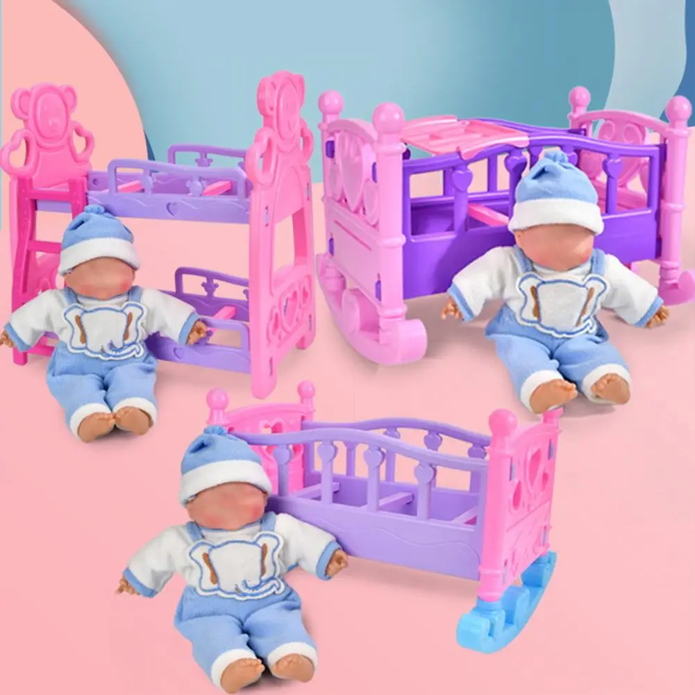 ABS Премиум Милый Кукольный Дом Мебель Двухъярусная Кровать Гладкая Поверхность Кровать Игрушка Тонкой Работы для Ребенка Изображение 3