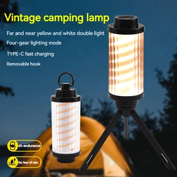 Портативный Походный фонарь Лампа с 4 режимами освещения Перезаряжаемая ночная лампа с подвесным кольцом для пеших прогулок Рыбалки Аварийная лампа для палатки 1