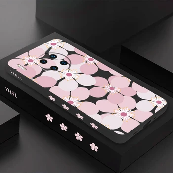 Розовый Чехол Для телефона Sakura Huawei P30 P20 P40 P50 Pro Lite Mate 30 20 10 Pro Lite P Smart Z 2019 2021 Жидкий Силиконовый Чехол 2