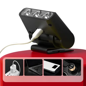 Мини-светодиодный налобный фонарь с датчиком, зарядка через USB, ультра Яркий мини-фонарик с зажимом для шляпы, регулируемый угол наклона, 1200 мАч для кемпинга на открытом воздухе, рыбалки 2