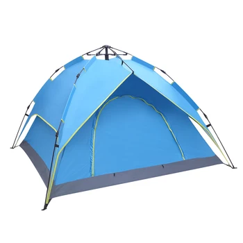 Двухэтажная гидравлическая автоматическая палатка с откидной дверью для 2-3 человек, бесплатная уличная палатка синего цвета 1
