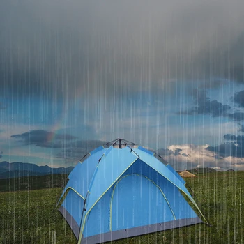 Двухэтажная гидравлическая автоматическая палатка с откидной дверью для 2-3 человек, бесплатная уличная палатка синего цвета 2