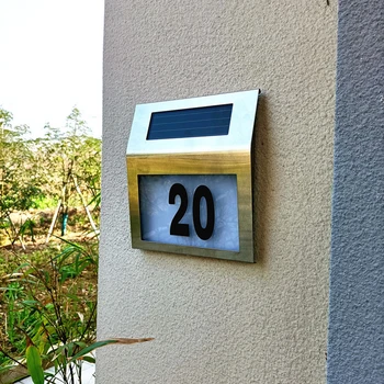 Номер дома Светодиодная солнечная лампа Водонепроницаемые уличные вывески с номером адреса дома 1