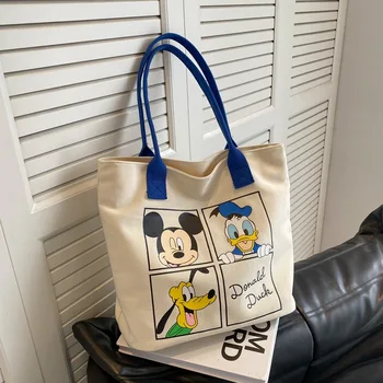Холщовая сумка Disney с Минни Маус, женская модная сумка для девочек, Новая Мультяшная сумка через плечо, ручная сумка большой емкости 38x31x16 см 1