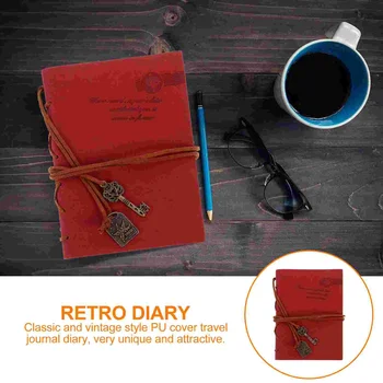 Классическая обложка из искусственной кожи в стиле ретро, ключ в переплете, чистый блокнот, блокнот для путешествий, дневник, альбом для зарисовок (кофе) 2